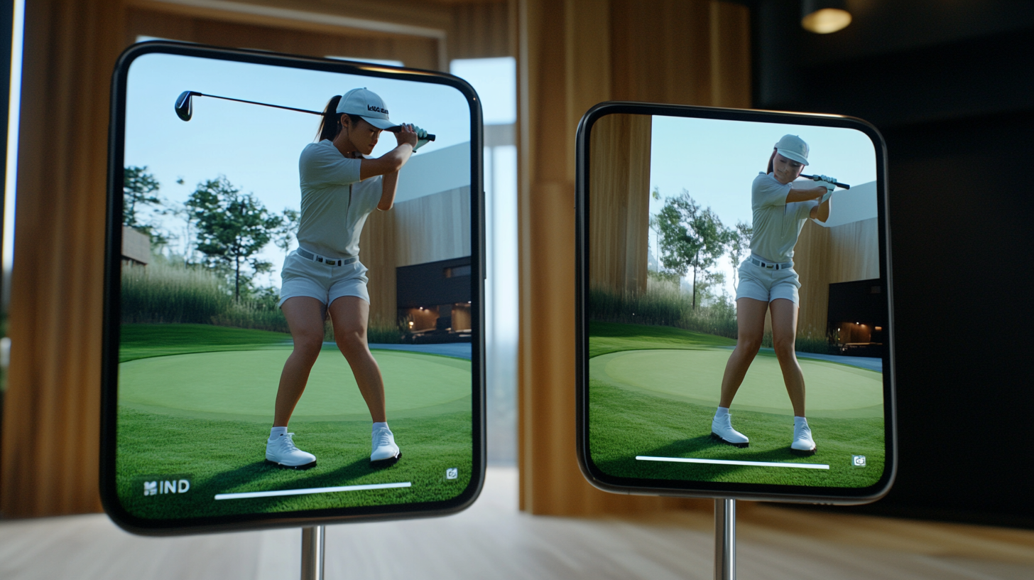 Korean Female Golfer Smartphone Tutorial in Indoor Studio