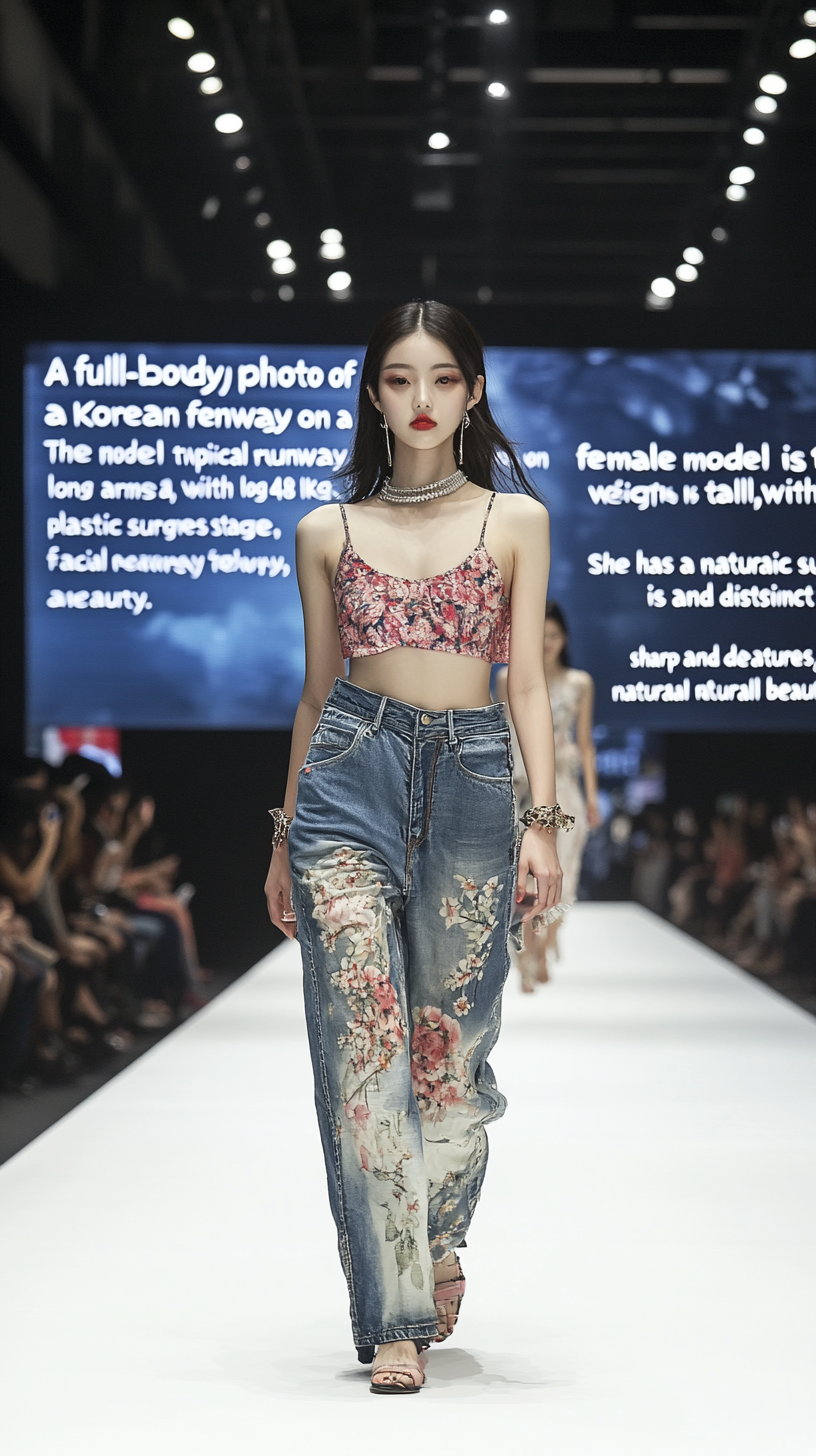 Korean model with long limbs and natural beauty walking.