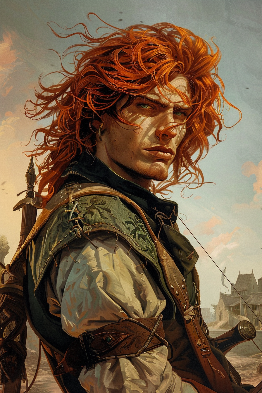 Kvothe, the Kingkiller Chronicle character with vibrant red hair.