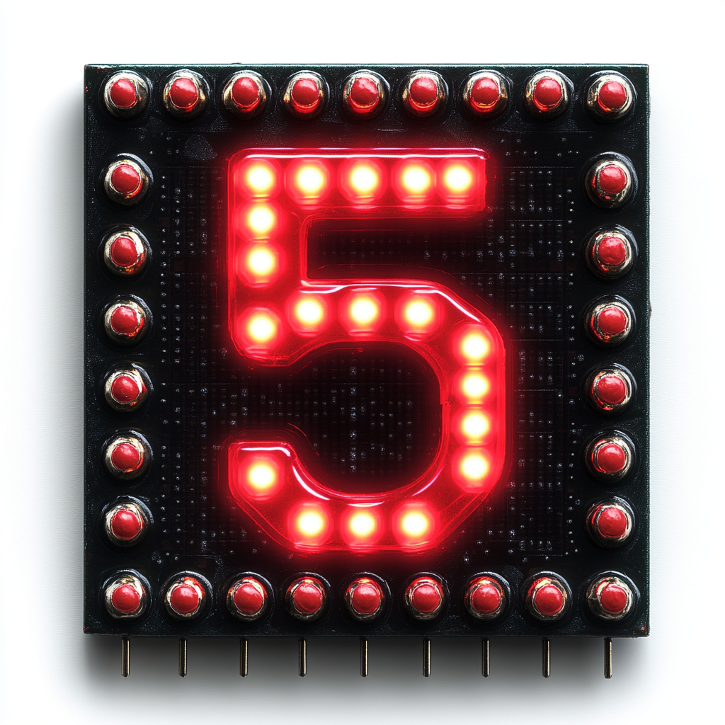 LED display component with red segments showing number.