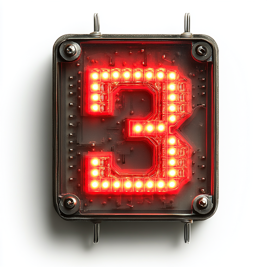 LED display showing number 3 with red segments.