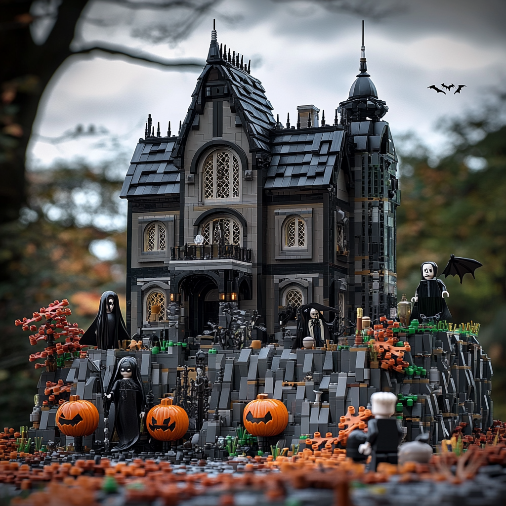 LEGO Addams Family Mansion with creepy Halloween vibes.