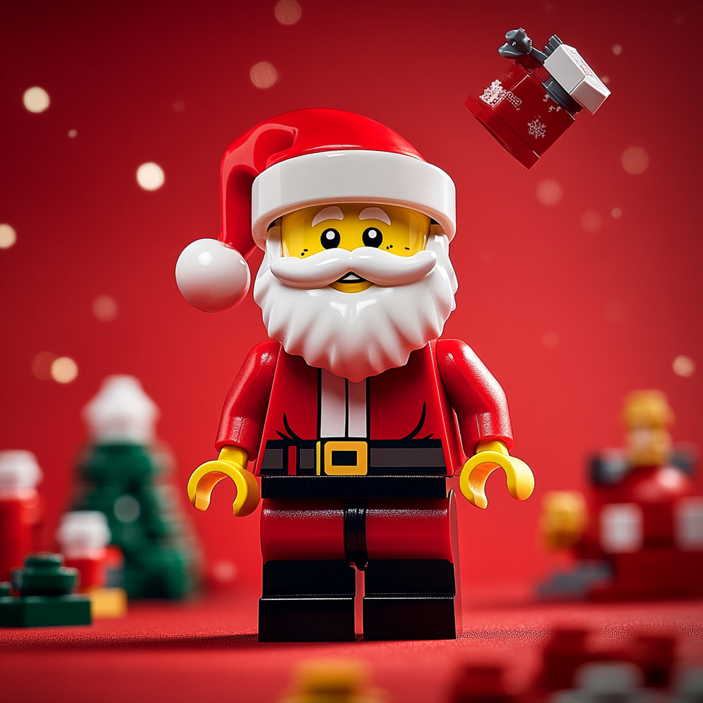 LEGO Santa Claus Portrait in Christmas Village, 8k Raw Style