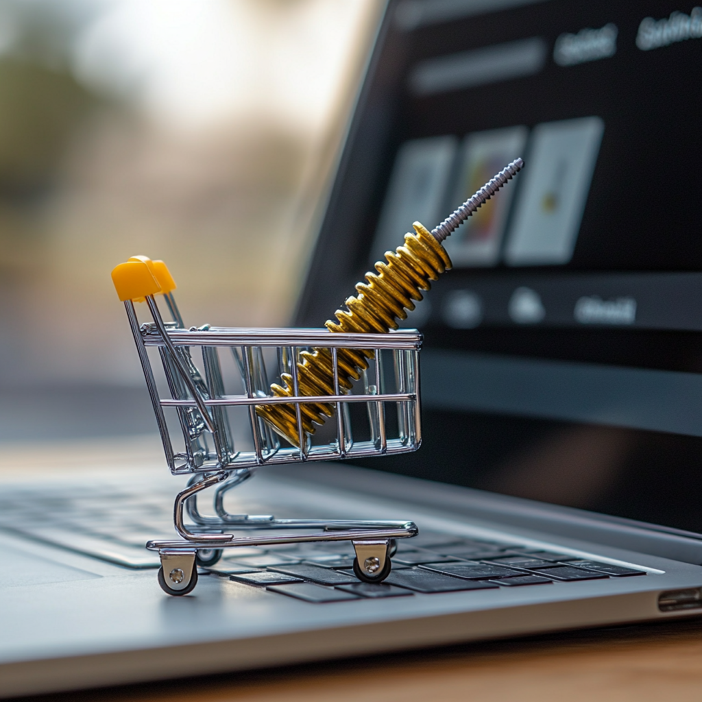 Laptop with Shopping Cart and Bolt E-commerce Scene