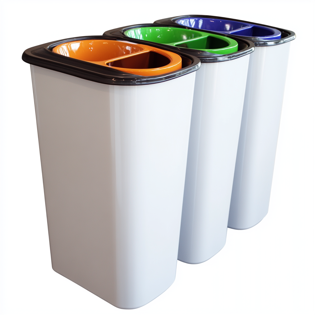 Large smart trash can with four paths for categories.