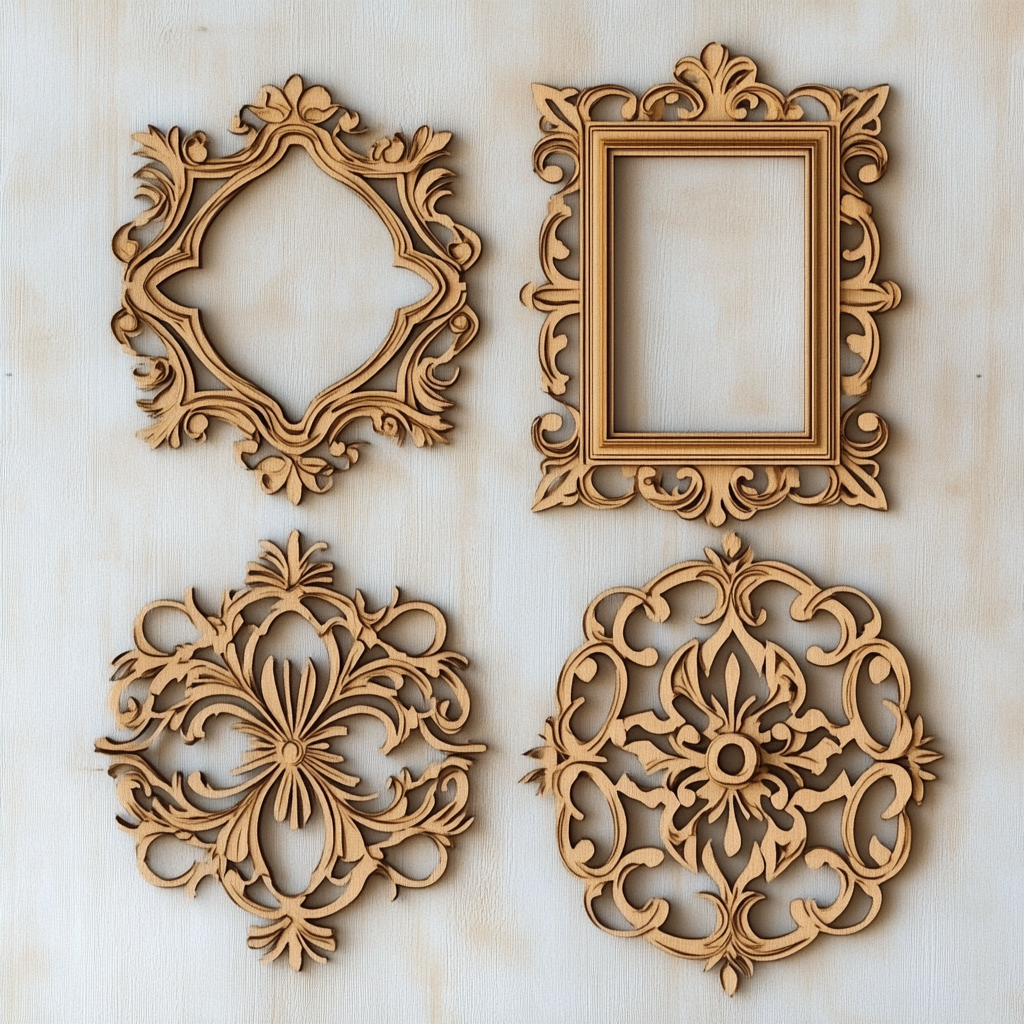 Laser-cut frames for mirrors or decorations