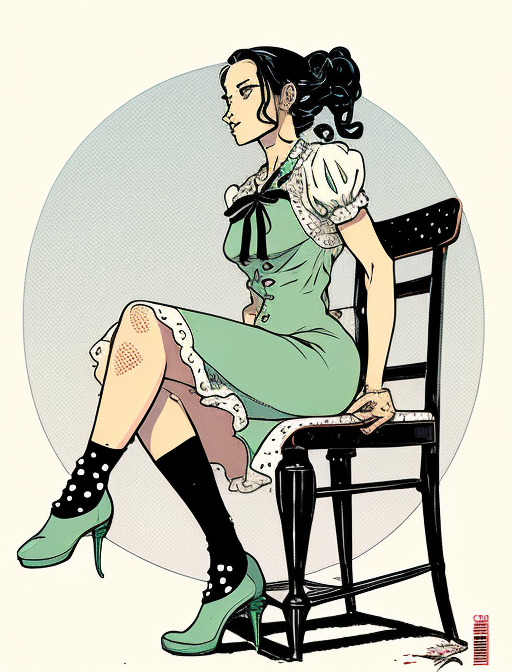 Latina woman with braided hair in mint green stockings.