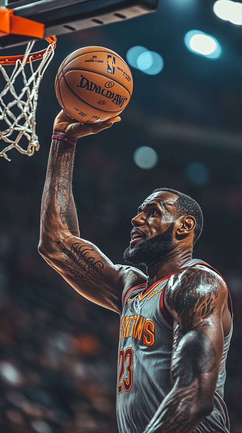 LeBron James shooting basketball, showing resilience through failure.