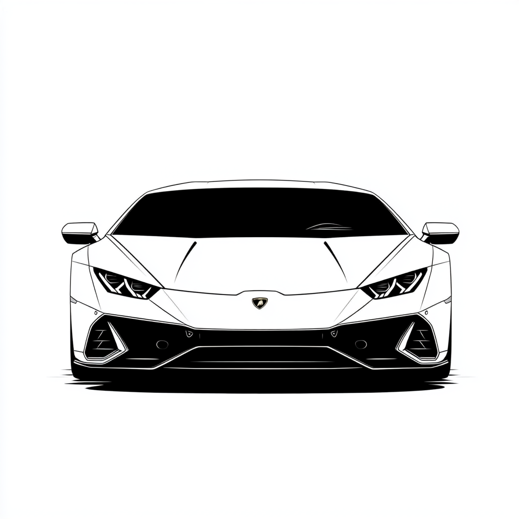 Line drawing of Lamborghini Huracan logo in black