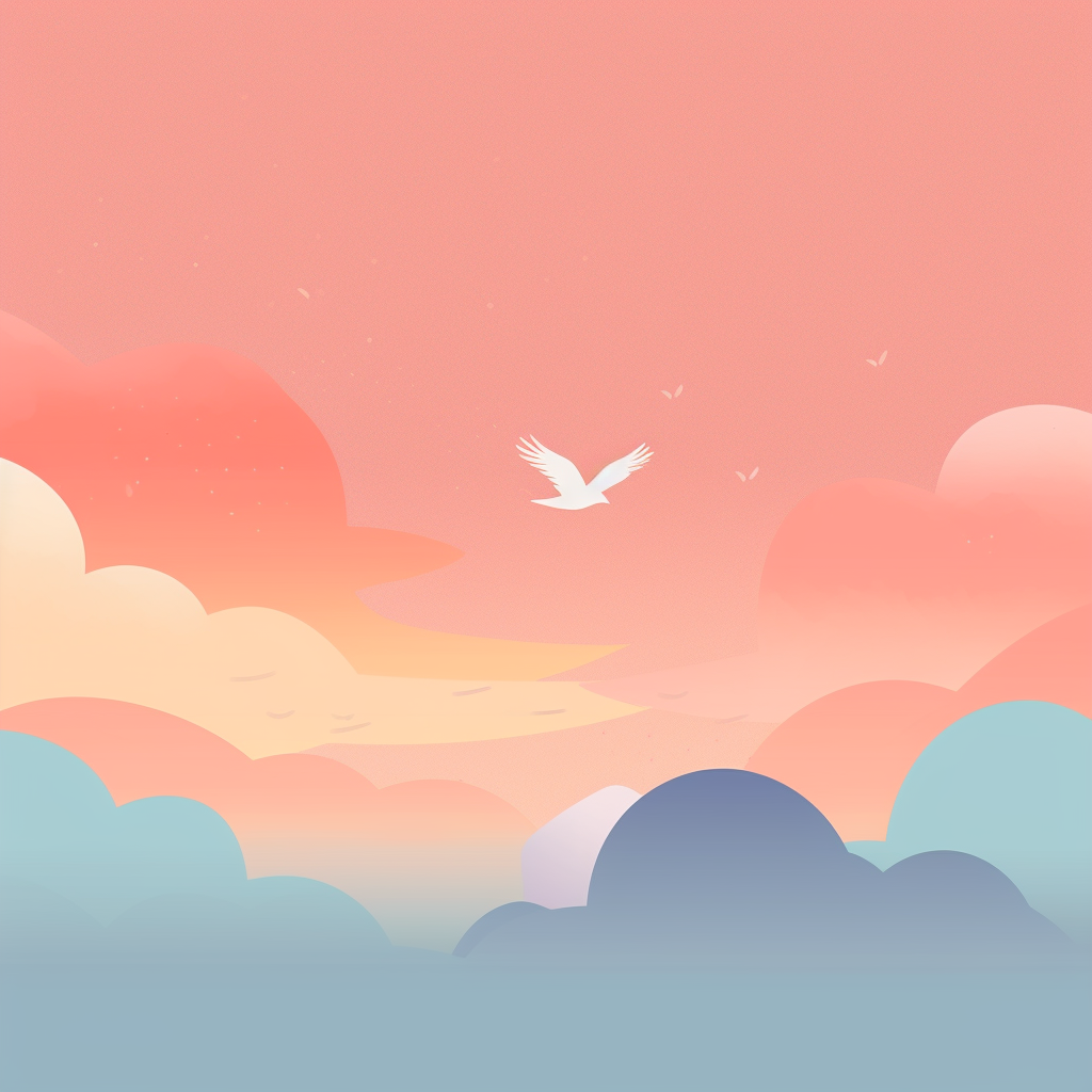 LinkedIn banner with open skies, flying bird, pastel colors.