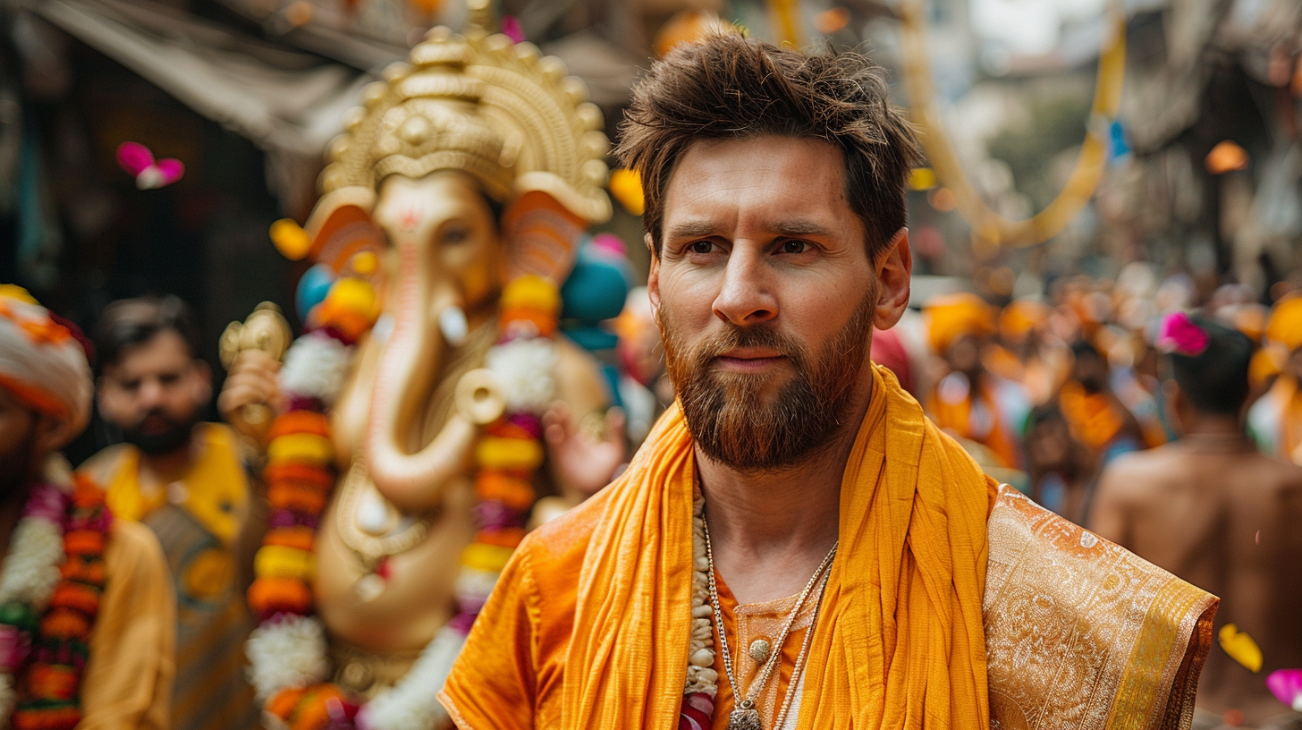 Lionel Messi in India at Ganesh Chaturthi Festival