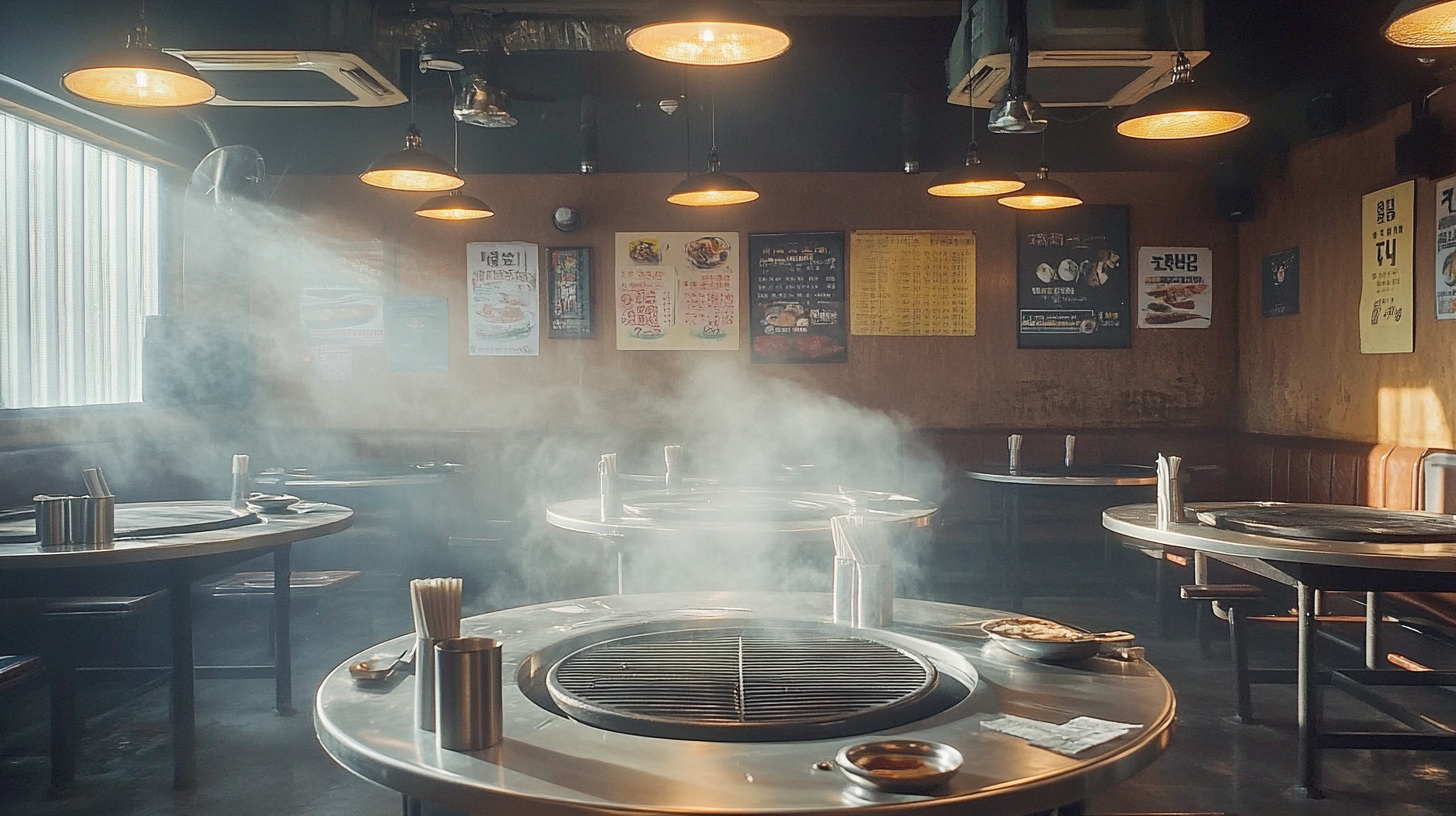 Lively Korean BBQ Restaurant in Bright Daylight