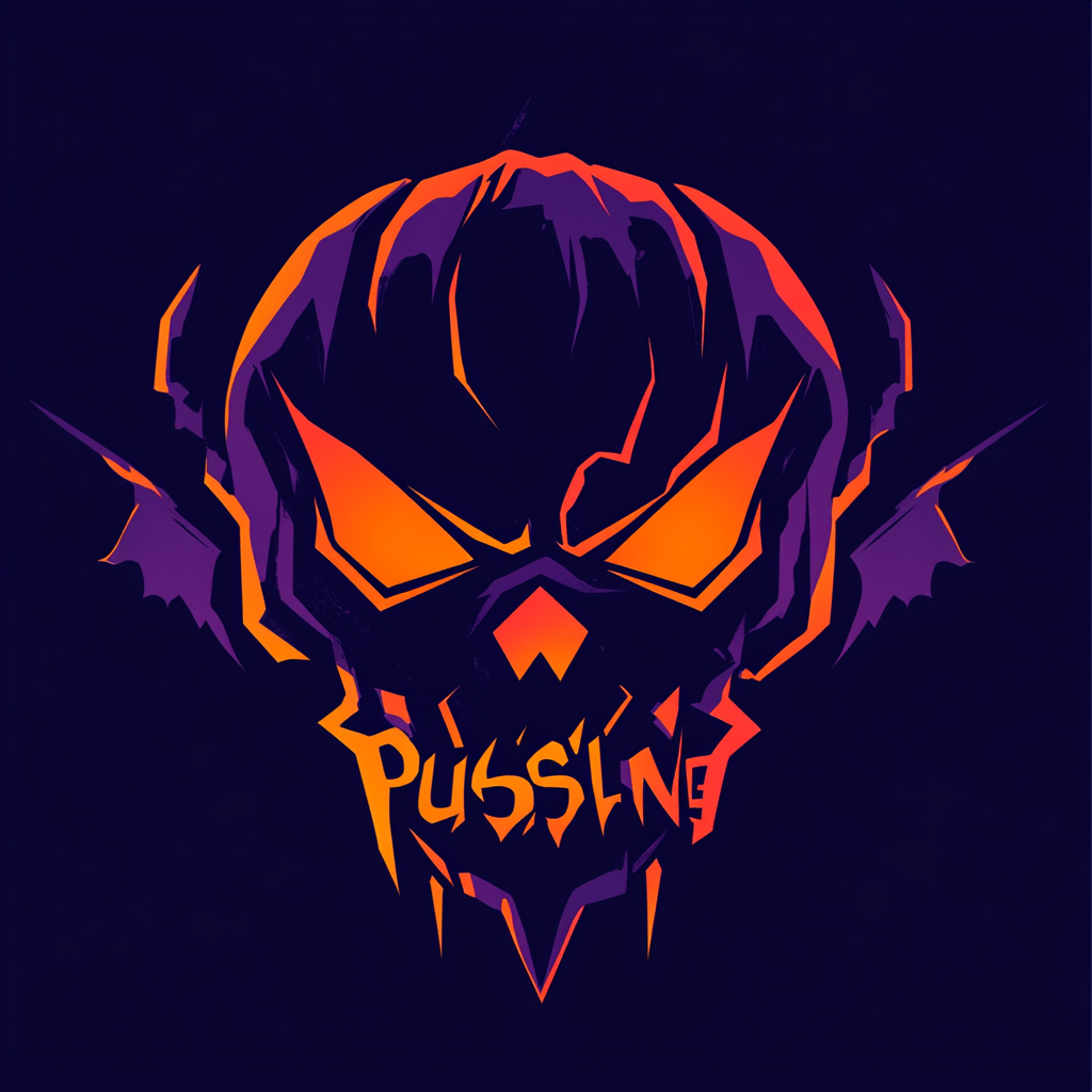 Logo design for PUSHLINE streetwear brand, Halloween theme.