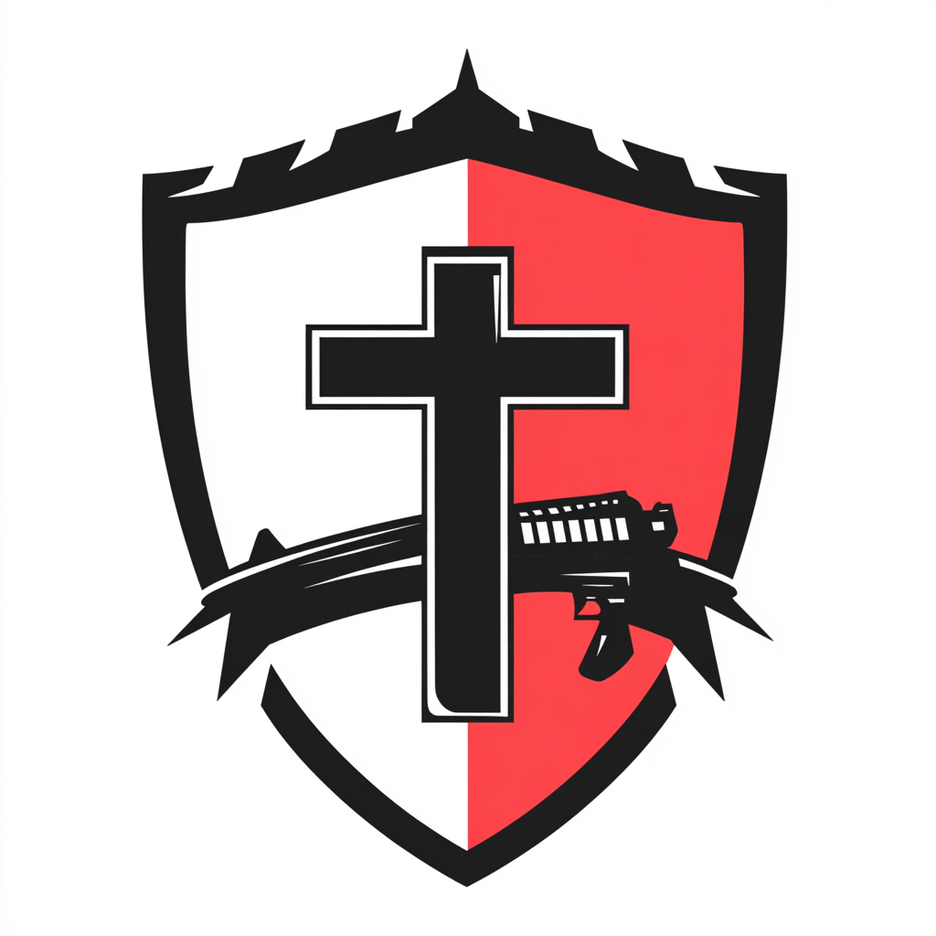 Logo for Christian airsoft group, shield with cross.