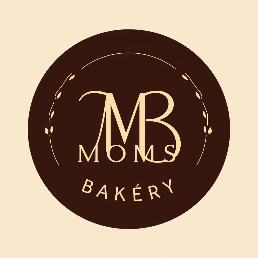 Logo for Mom's Bakery using initials: sleek and minimalist.