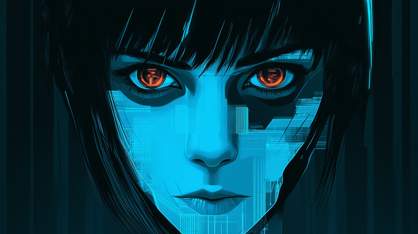 Logo: hacking event with ghost in the shell theme.