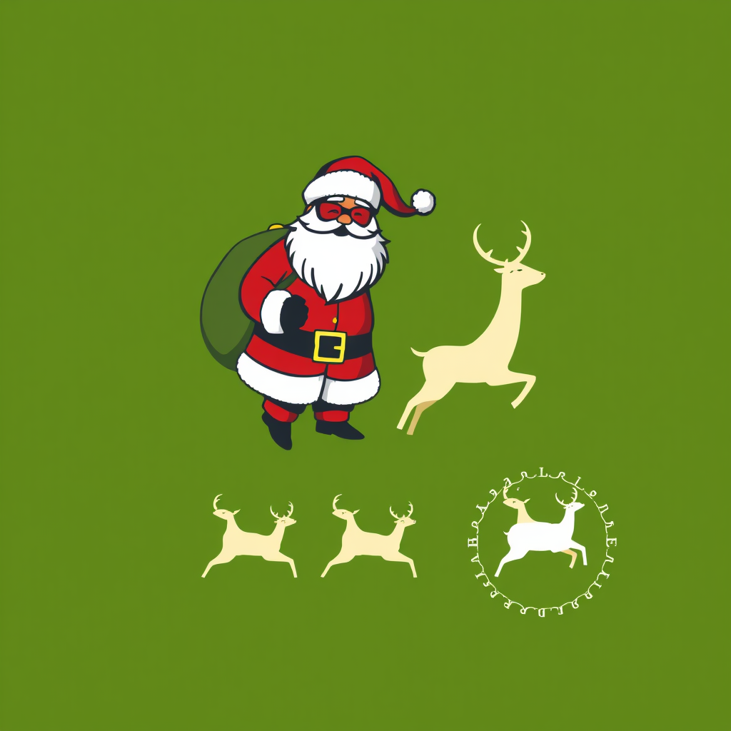 Logos of Santa Claus and His Reindeers