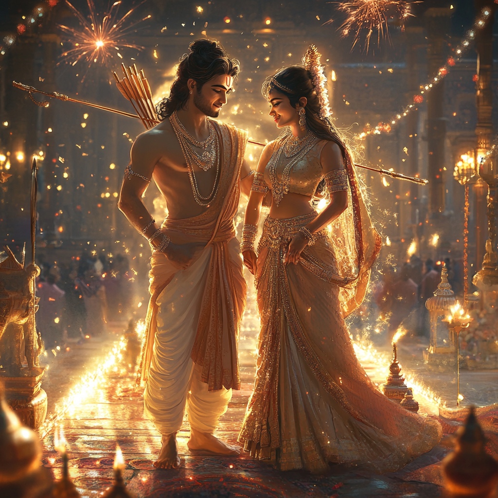 Lord Ram and Maa Sita Blessing Diwali Celebrations