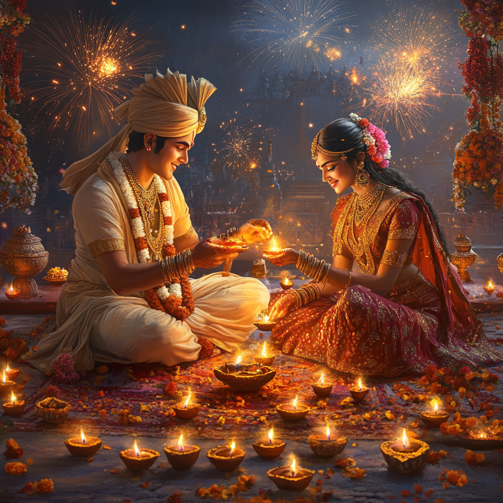 Lord Ram and Maa Sita Celebrate Diwali Together