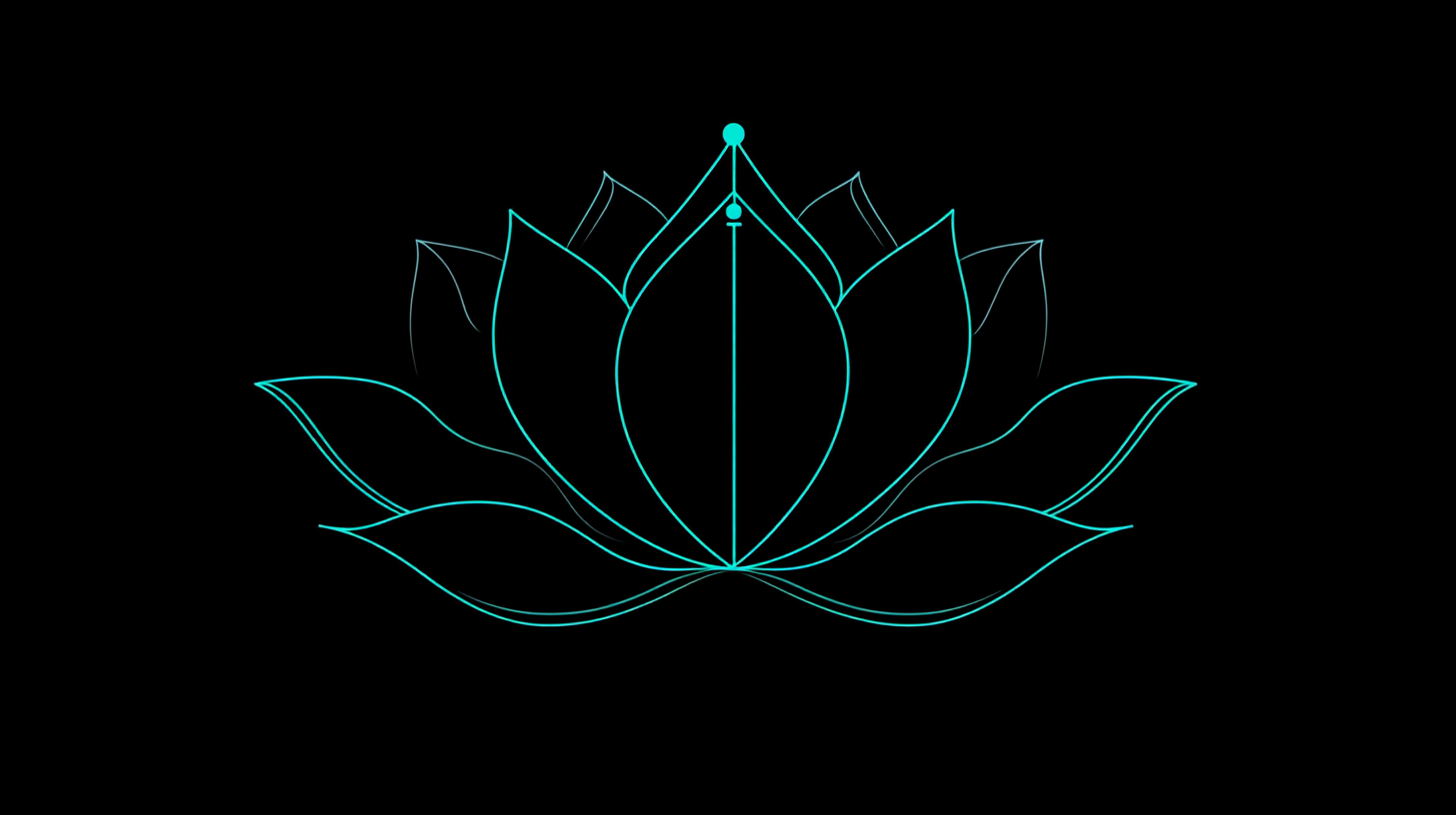 Lotus flower with teal circuit line design