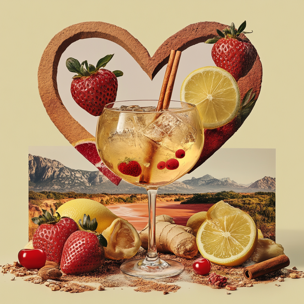 Love Collage: Gin Cocktail with Juniper, Ginger, Lemon