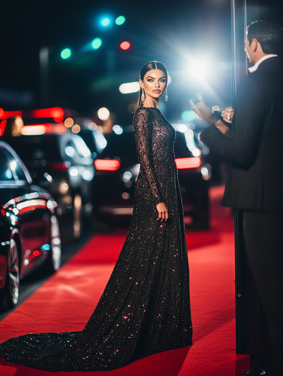 Low angle photo of Kendall Jenner entering car.