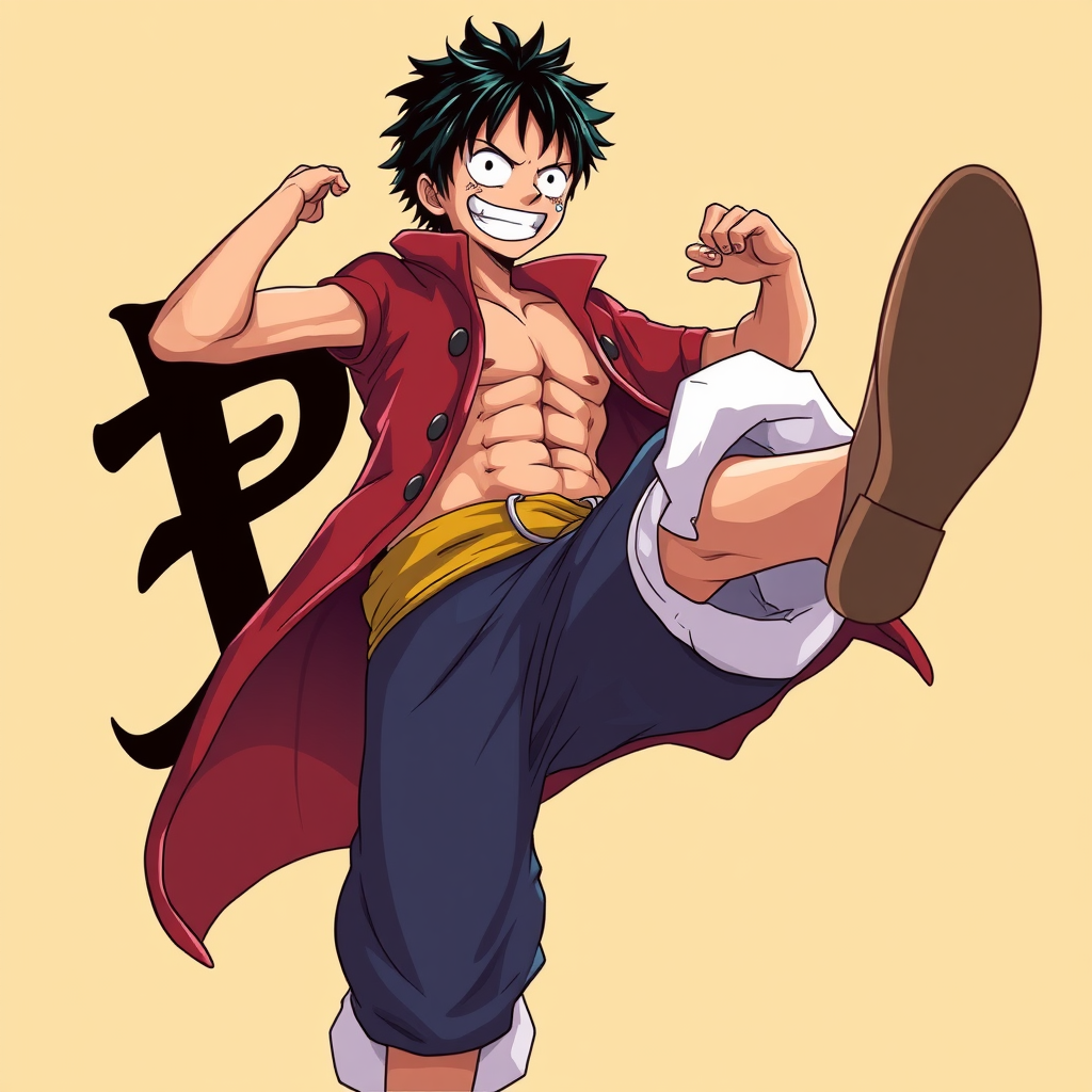 Luffy Full Body in Eiichiro Oda's Anime Style