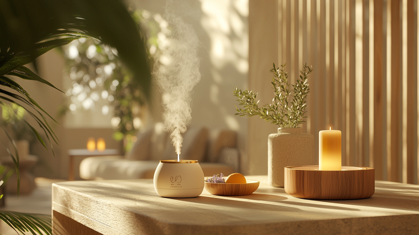 Luxurious, calming atmosphere with elegant fragrance diffusers and candles.