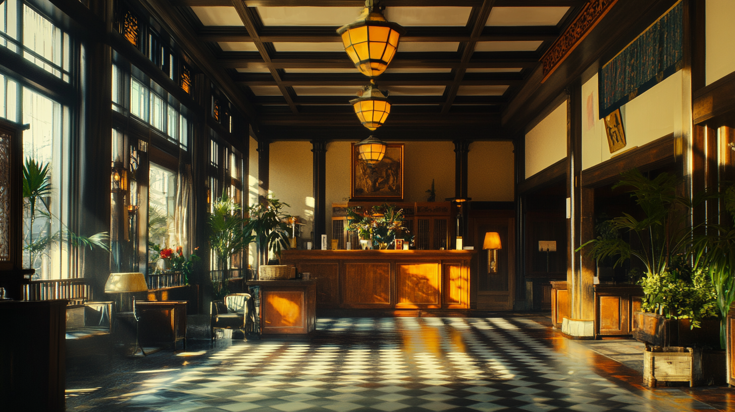 Luxurious 19th Century Japanese Hotel Lobby in Color