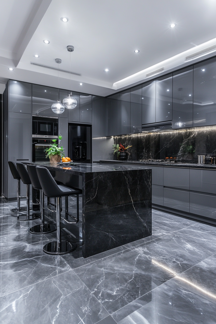 Luxurious Ashen Elegance Kitchen: Elegant and Organized