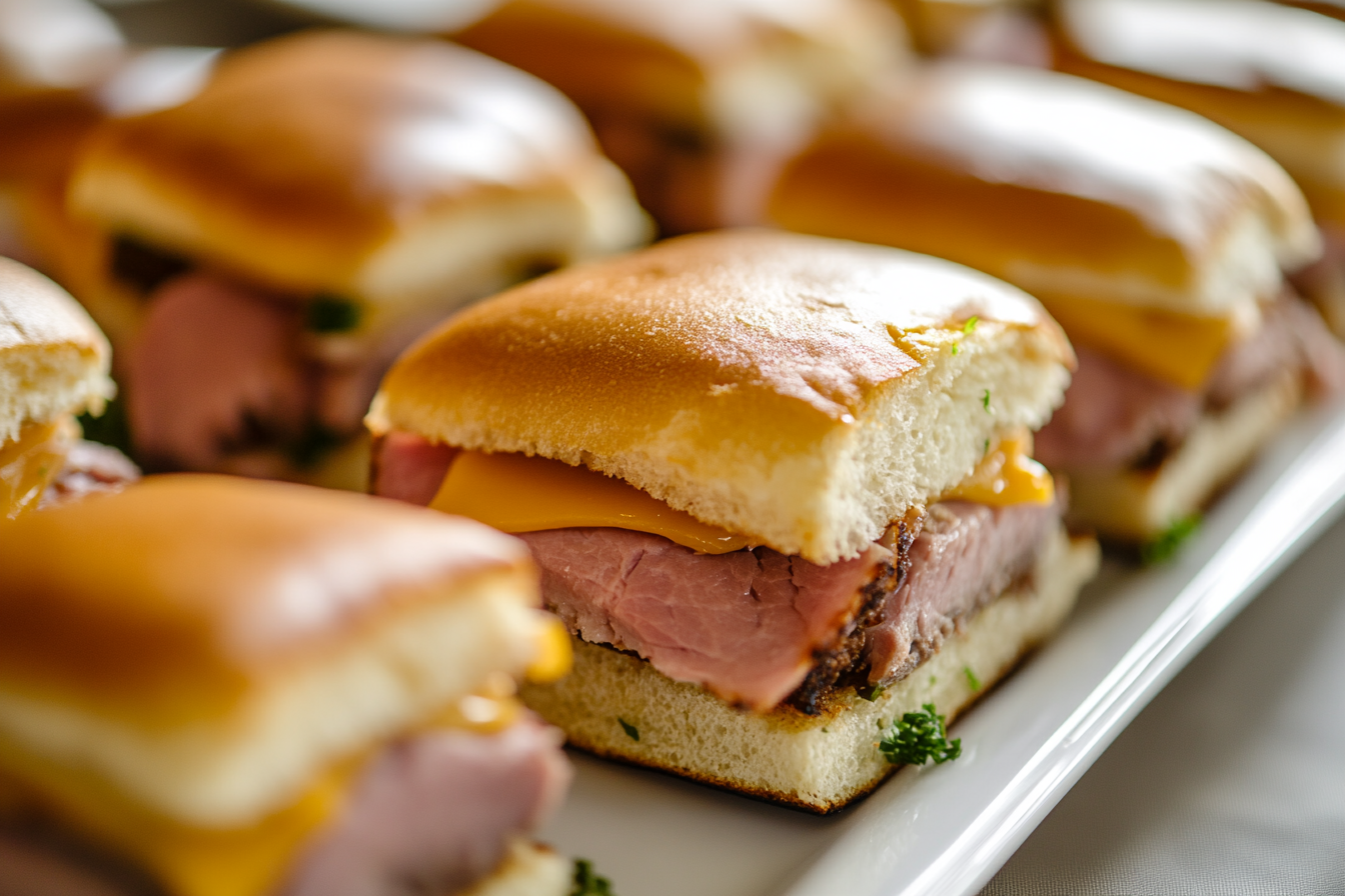 Luxurious Beef and Cheddar Slider Close-up Shot