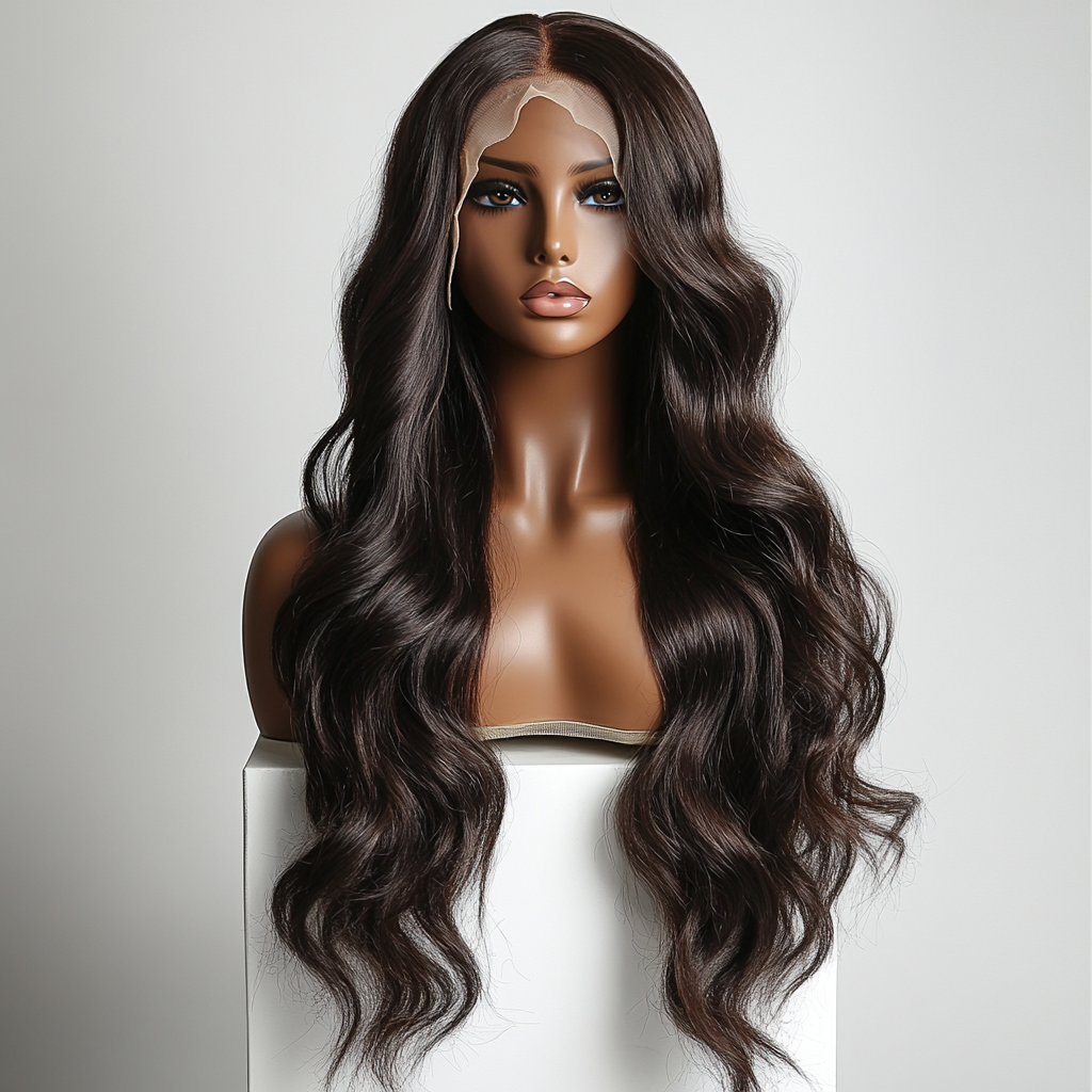 Luxurious Brazilian body wave lace front wig.