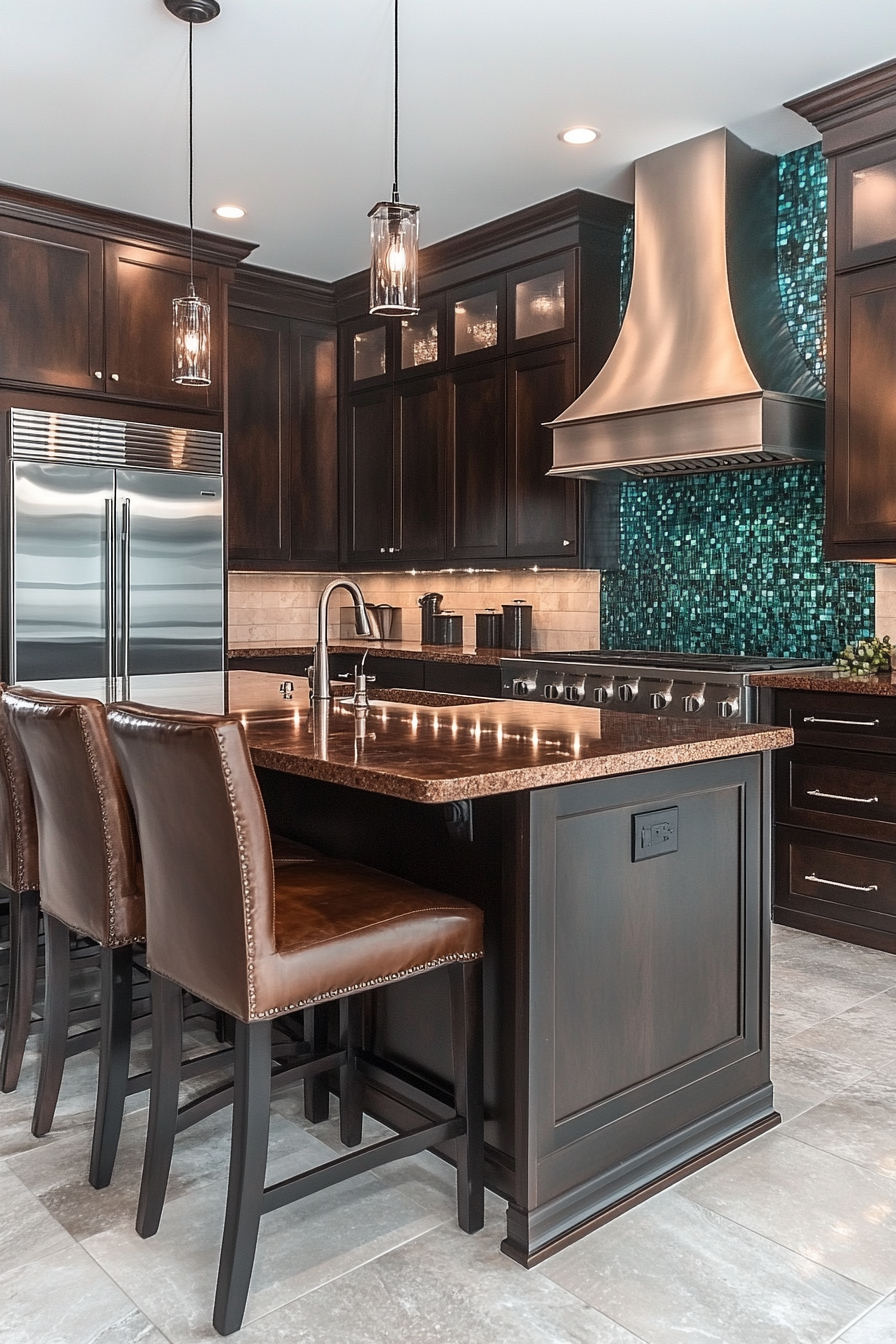 Luxurious Coffee-Toned Kitchen with Copper Accents