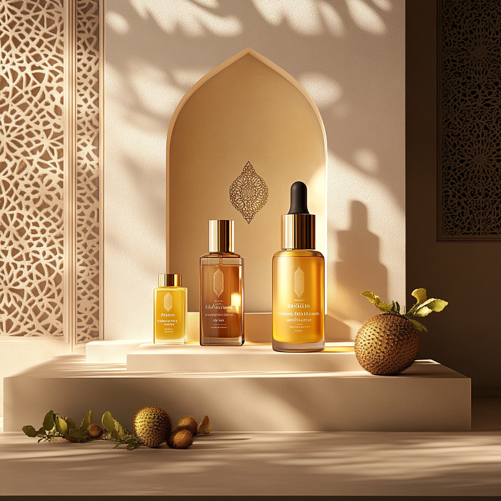 Luxurious Moroccan Organic Cosmetics: Elegant Advertisement Poster