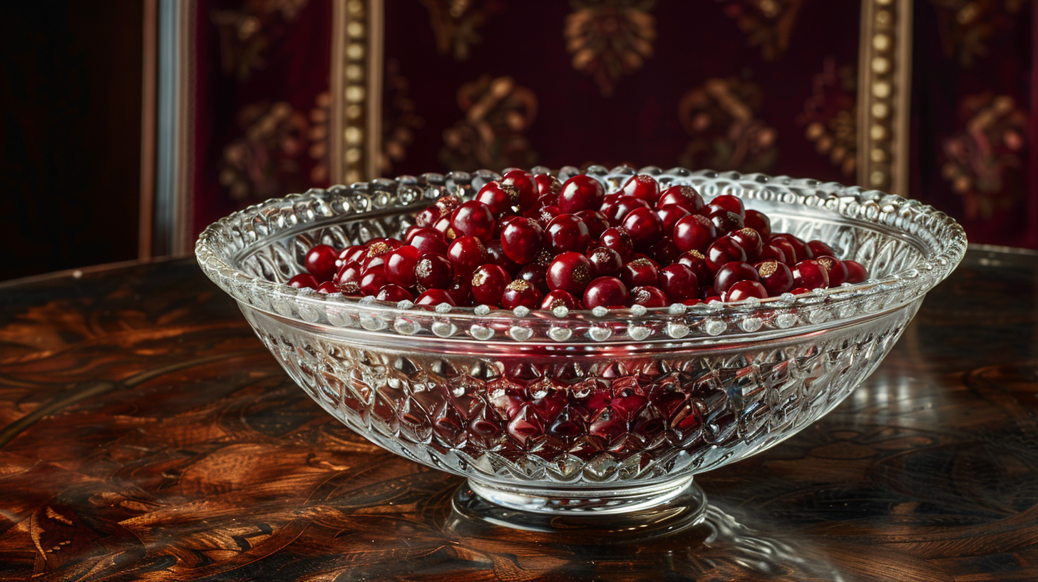 Luxurious Presentation of Kampot Peppercorns in Crystal Dish