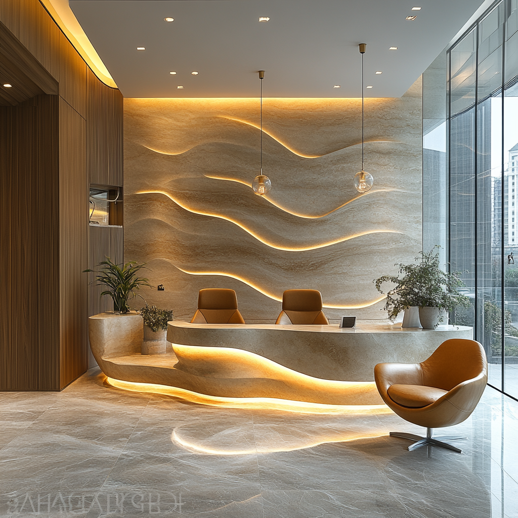 Luxurious Reception Desk for Investors in Headquarters Building