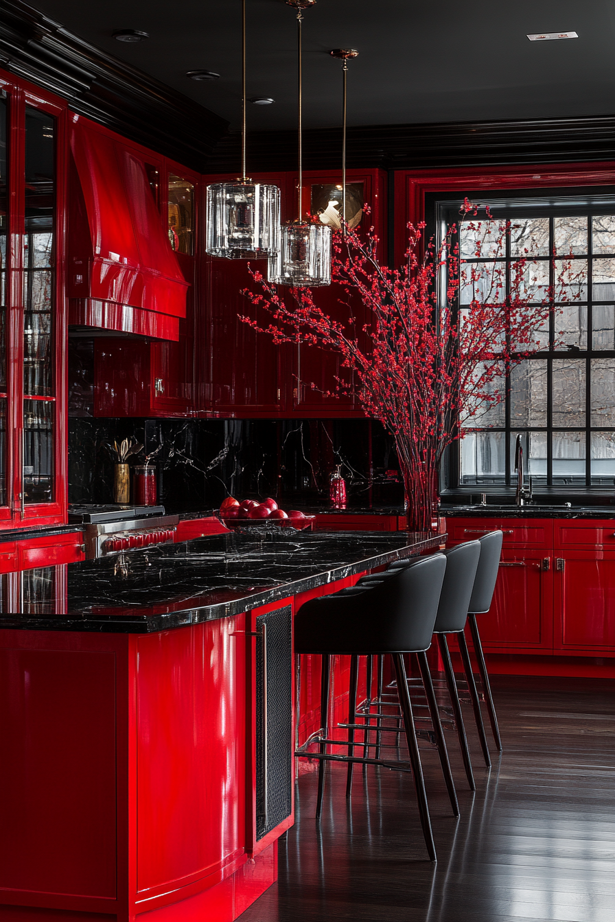 Luxurious Red Kitchen with Elegant Design