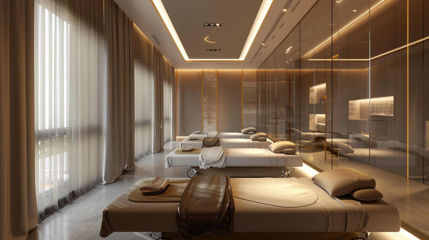 Luxurious Skincare Massage Room with Translucent Glass Partitions