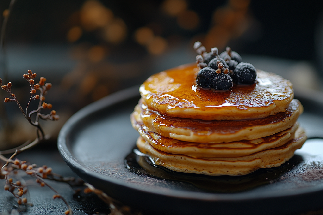 Luxurious close-up shot of tempting pancake cereal.