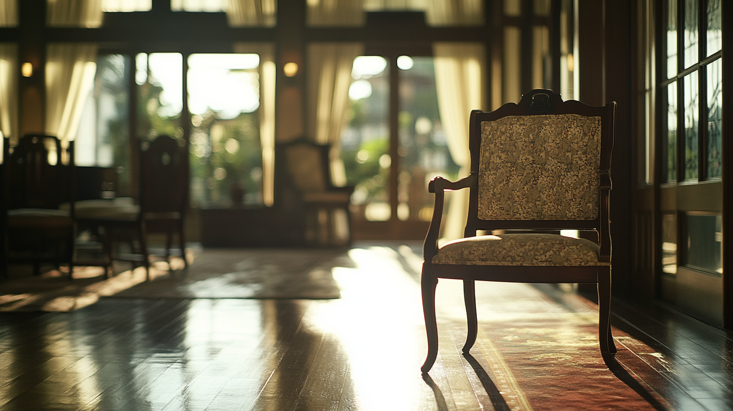 Luxurious hotel lounge chair in 19th century Japan