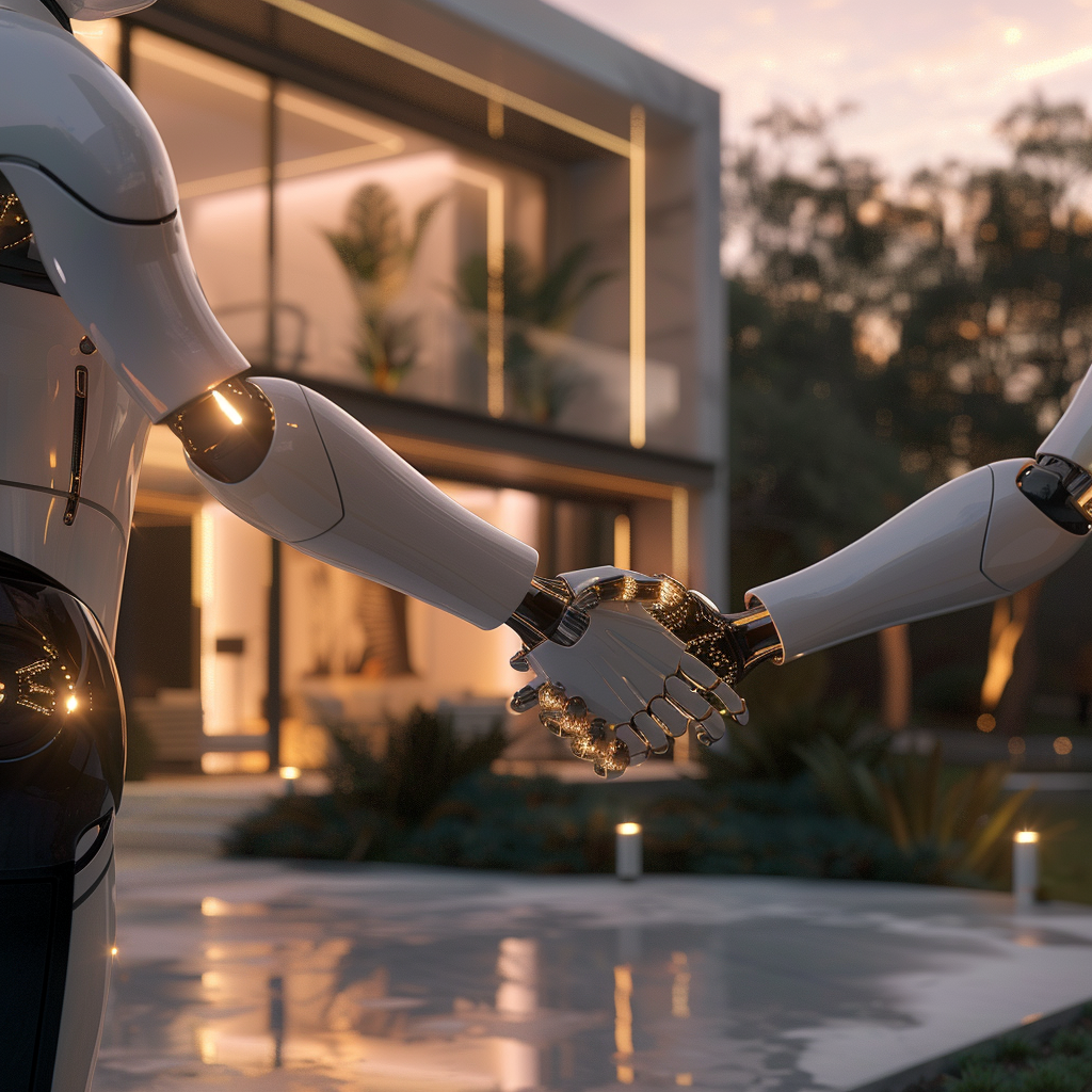 Luxury AI Bot and Customer at Modern Villa