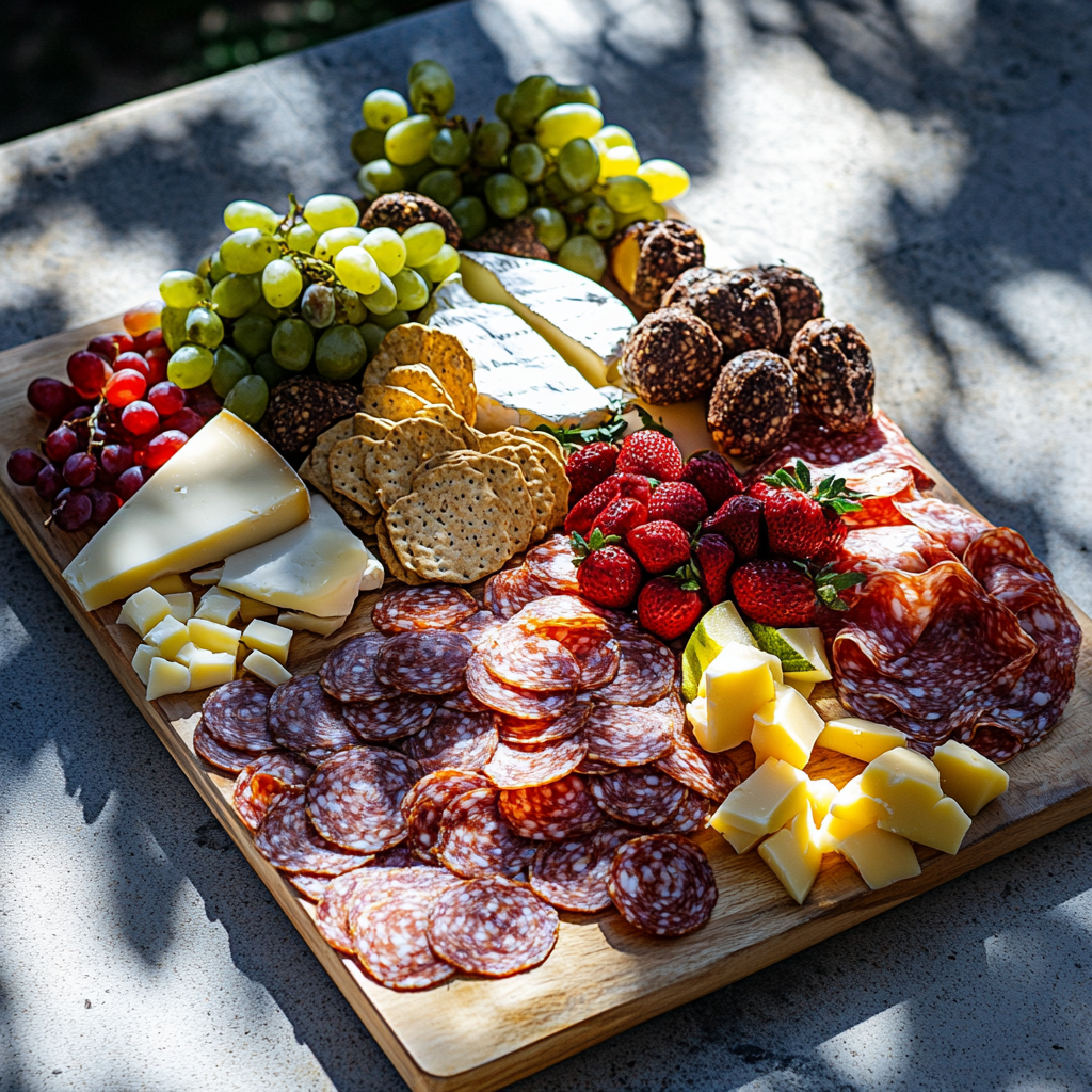 Luxury Charcuterie Board Catering: Elegant Top View Setup