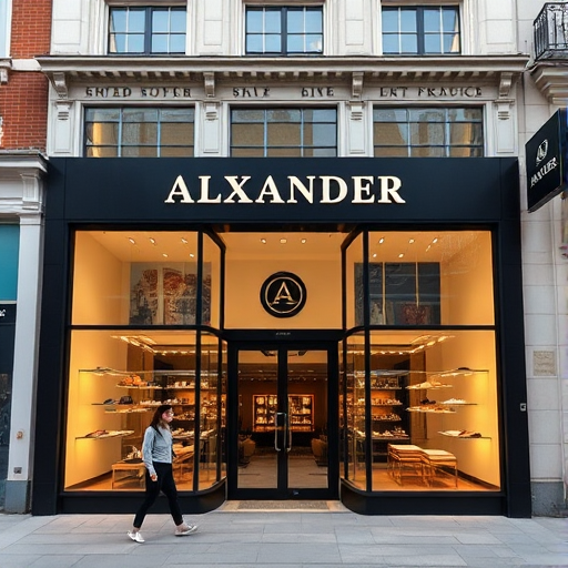 Luxury Shoe Shop Alexander on London High Street 2024.