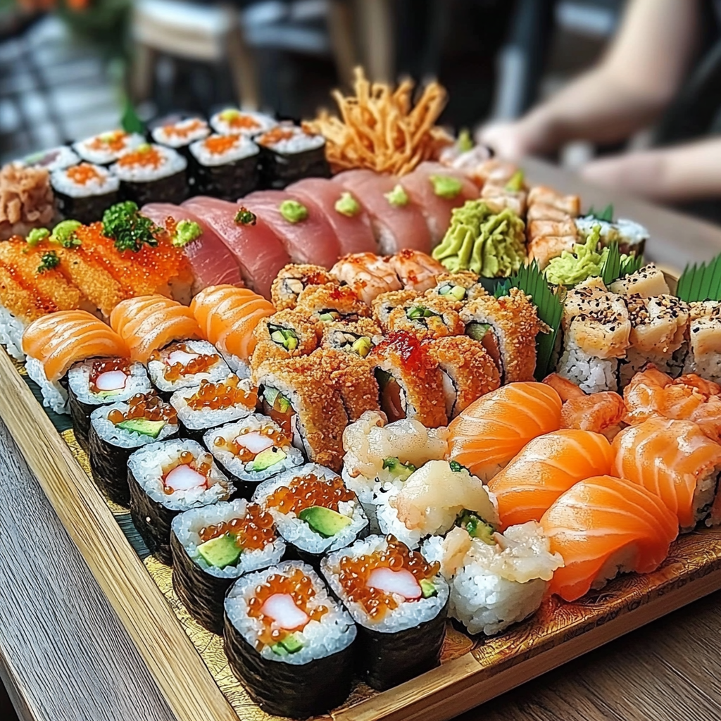 Luxury Sushi Set Menu Variety Stock Photo