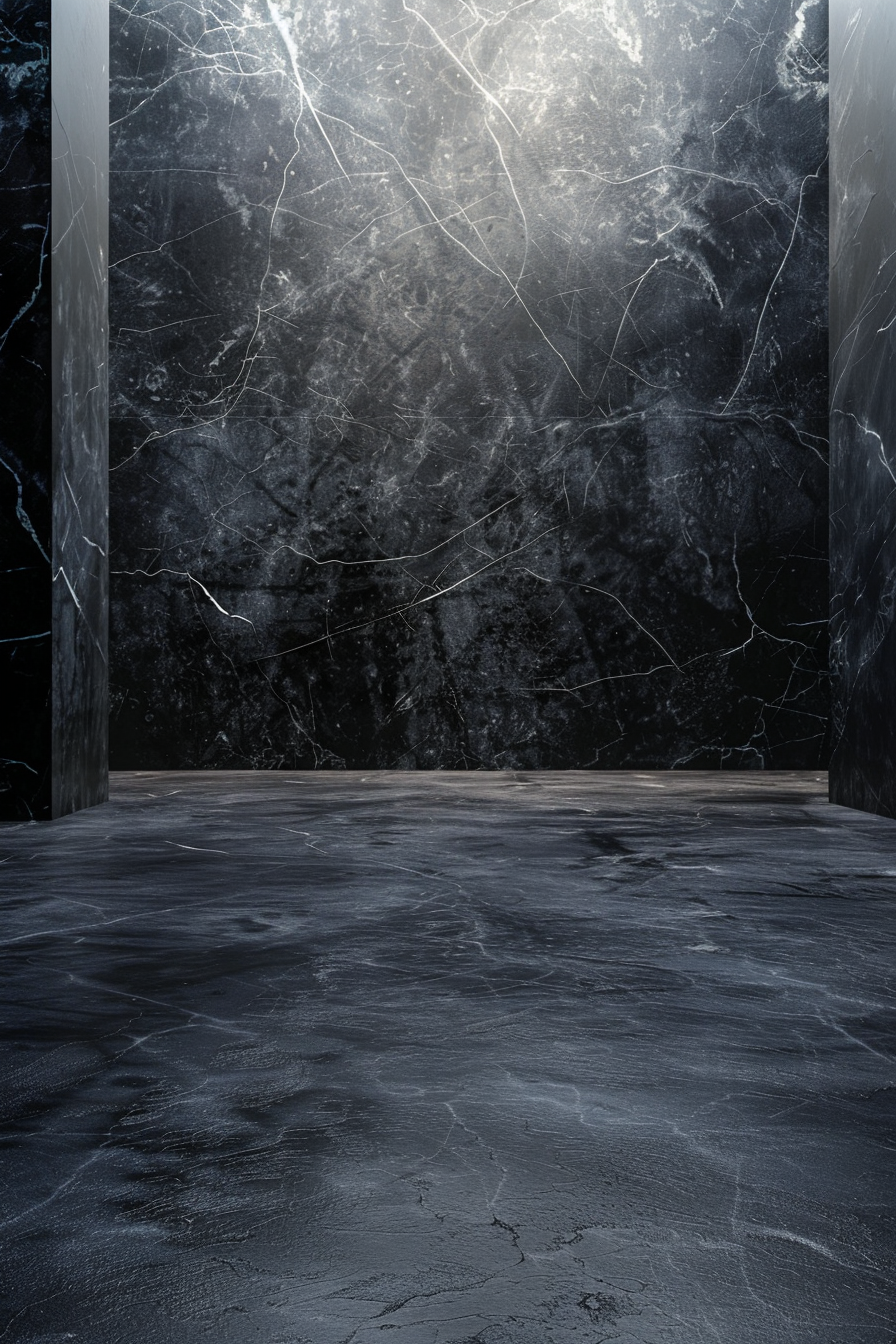 Luxury black marble wall and floor studio.