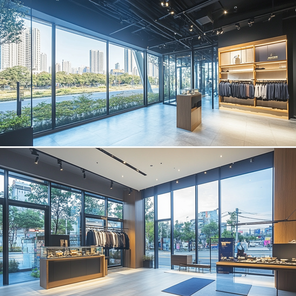 Luxury retail shops in Taiwan's busy city