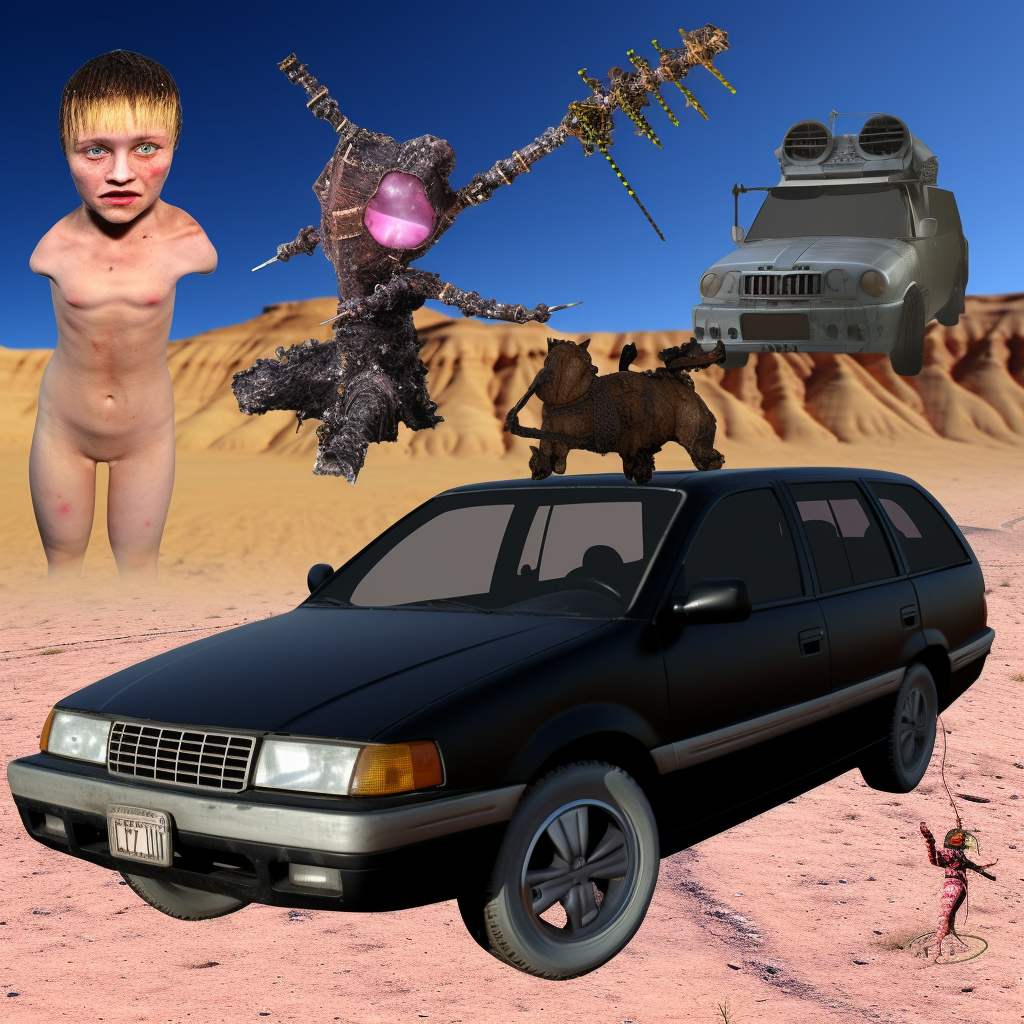 Mad Max style armored mini van with guns