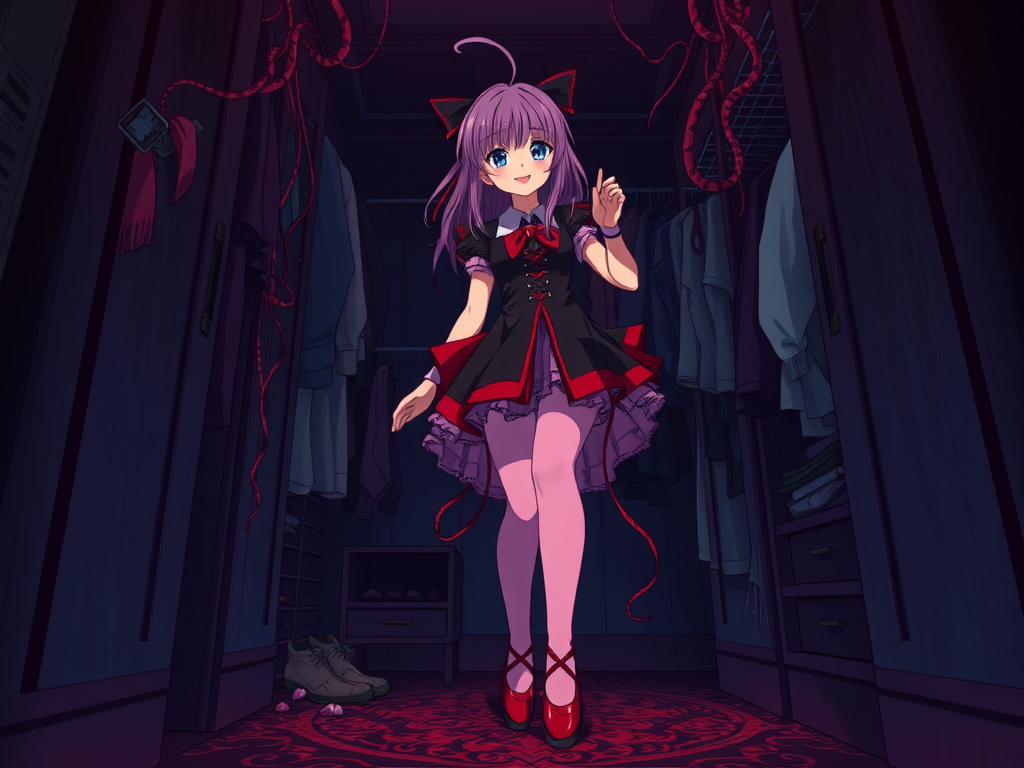 Madoka trapped in closet by demonic ballet flats.