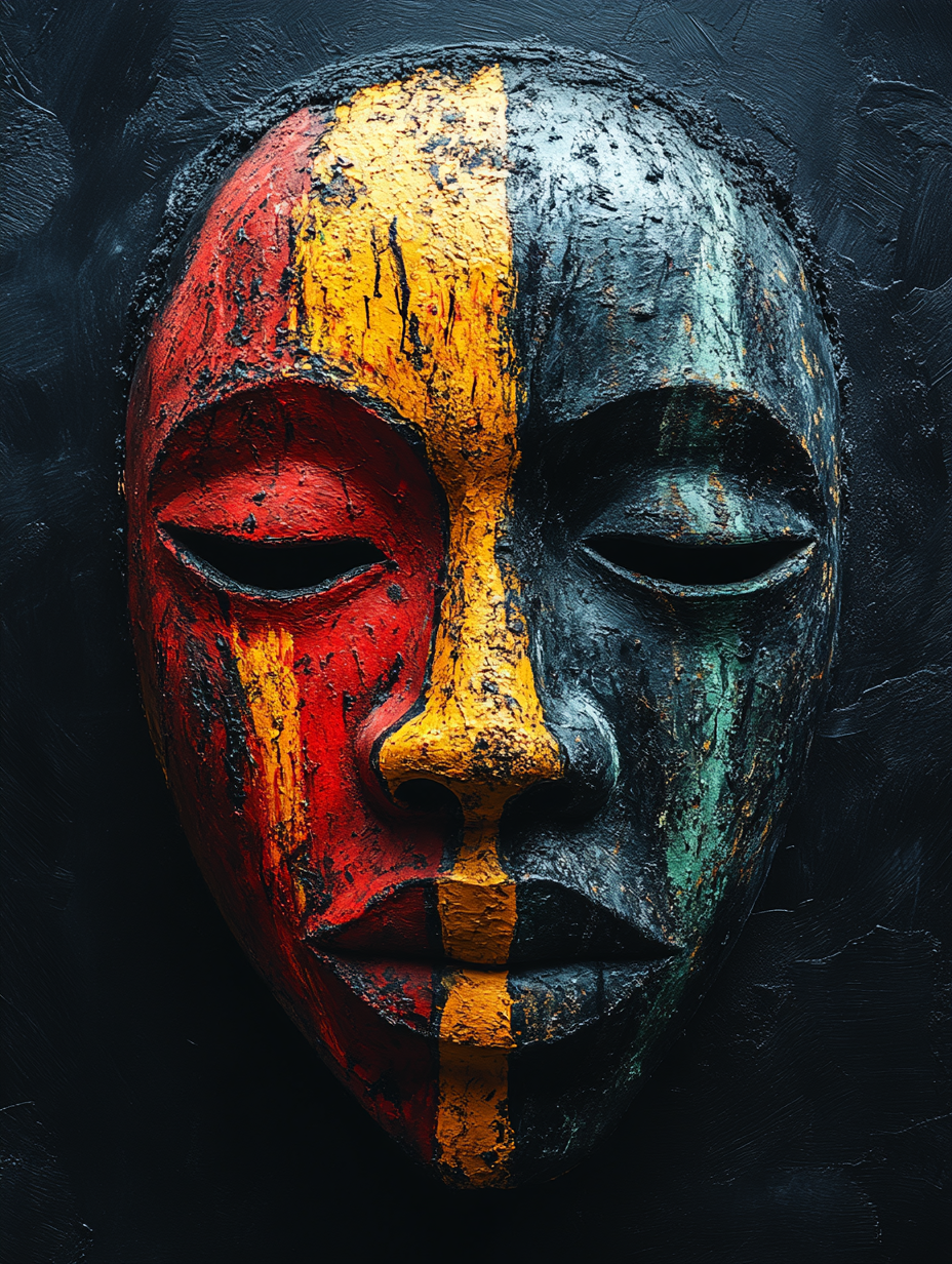 Magazine cover featuring African tribal mask with colorful paint.