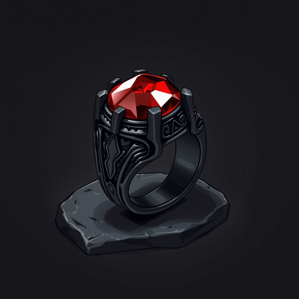 Magic Stone Ring Detailed Illustration Dark Metalv